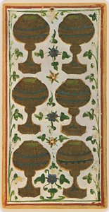 The Six of Cups (facsimile of a tarot card from the 